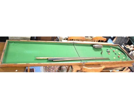 A Late 19th Century Folding Bagatelle Table with Cues and Balls, 244cm Long When Open 