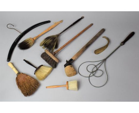 A Collection of Various Vintage Brushes to include Table Brushes, Carpet Beater Etc 