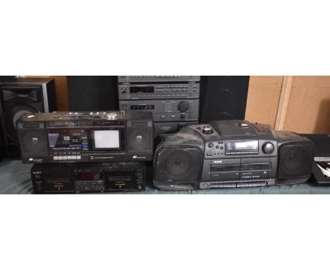 Two Vintage Ghetto Blasters and a Cassette Player 