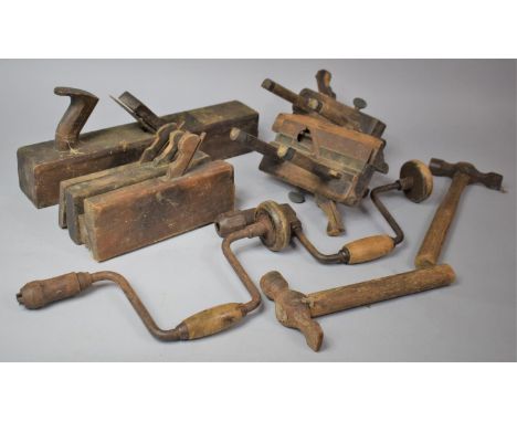 A Collection of Various Vintage Tools to Include Jack Plane, Moulding Planes, Brace etc 