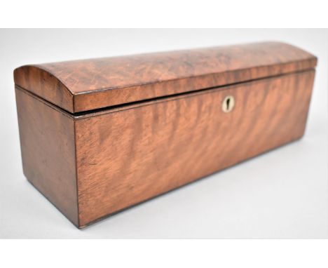 A 19th Century Flame Mahogany Box with Domed Lid, 28cm Long, Mother of Pearl Circular key Escutcheon 
