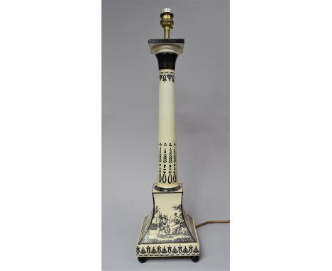 A Modern Ceramic Table Lamp Decorated in the 18th Century Style, Overall Height 59cm 