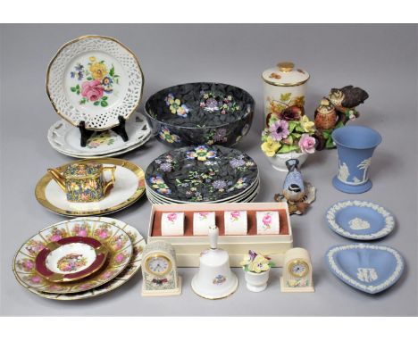 A Collection of Various English and Continental Ceramics to comprise Three Pieces of Wedgwood Jasperware, Copeland Spode Frui