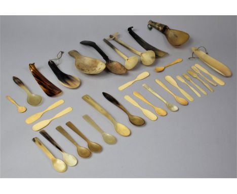 A Collection of Vintage Horn and Other Spoons, Scoops, Shoe Horns etc