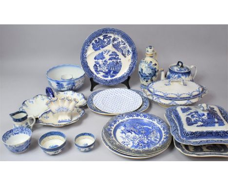 A Collection of Various Blue and White Transfer Printed Ceramics to comprise Dinnerwares, Lidded Tureen, Teapot, Trefoil Dish