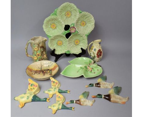A Collection of Mid 20th Century Ceramics to comprise Carltonware trefoil, Duck Wall Pocket, Duck Wall Hanging Ornament, Radf