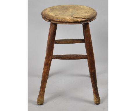 A Vintage Circular Topped Stool, 27.5cm Diameter 
