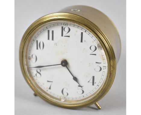 A Cambrian Railways Brass Drum Clock with White Enamelled Dial and the Case Stamped 5698, Ring Handle Present but Not Attache