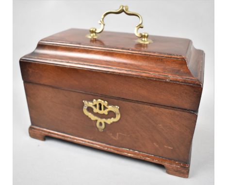 A Mid 19th Century Sarcophagus Shaped Tea Caddy now Converted to Jewellery box with Brass Carrying Handle to Hinged Lid and P