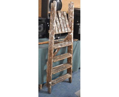 A Vintage Wooden Four Step Ladder 