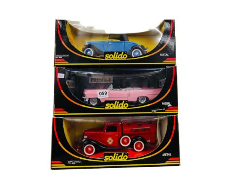 3 BOXED SOLIDO LARGER SCALE MODEL CARS 