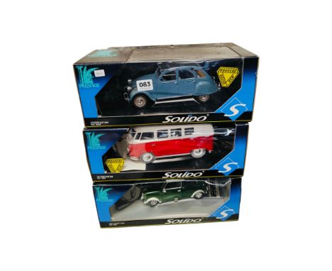 3 BOXED SOLIDO LARGER SCALE MODEL CARS 