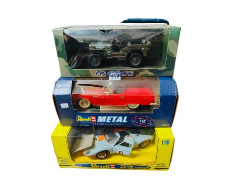 3 BOXED LARGER SCALE MODEL CARS 