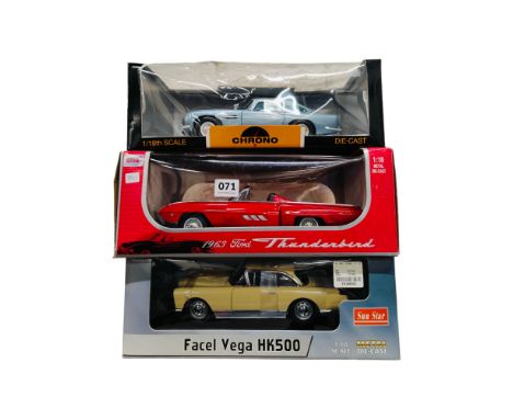 3 BOXED LARGER SCALE MODEL CARS 