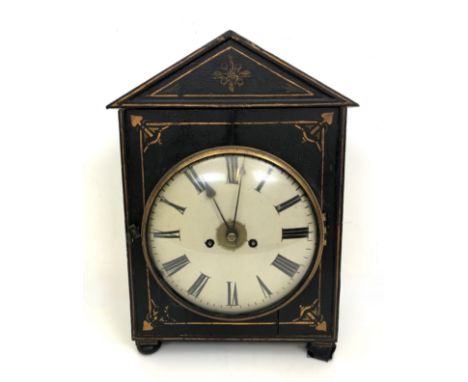 A mantel clock, with a painted dial, tfitted a single fusee movement striking of a bell, in a painted case, 40 cm high Proven