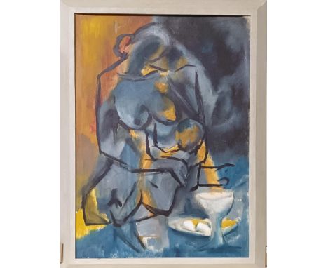 K R Tilwalia, study of a nude, oil on canvas signed verso, 70 x 50 cm Provenance: On instructions of the Executors - From the