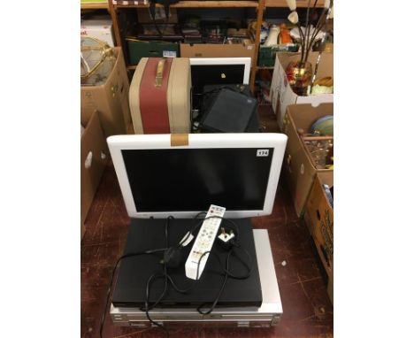 Tool box, two TVs, tape recorder etc.