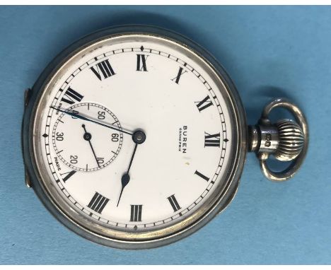 A silver Buren pocket watch