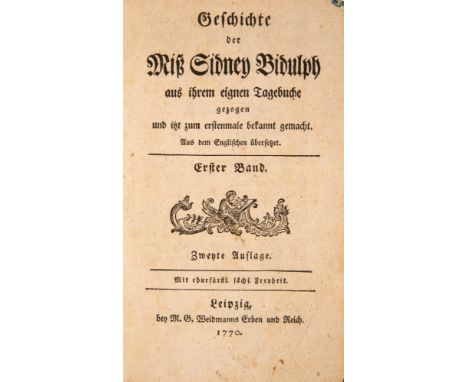Sheridan, Francis: Geschichte der Miß Sidney Bidulph aus ihrem eignen Tagebuche gezogen und itzt zum erstenmale bekannt gemac