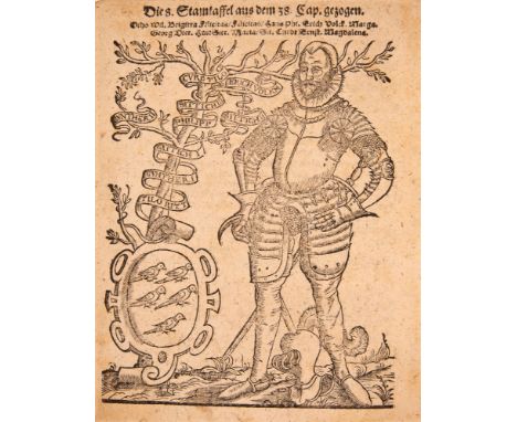 Sammelband Hessen. 1594-1645 17,7 x 13,7 cm. Bemaltes Pgt. mit hs. Rt., unkenntlichem Wappen und entsprechender Bezeichnung a