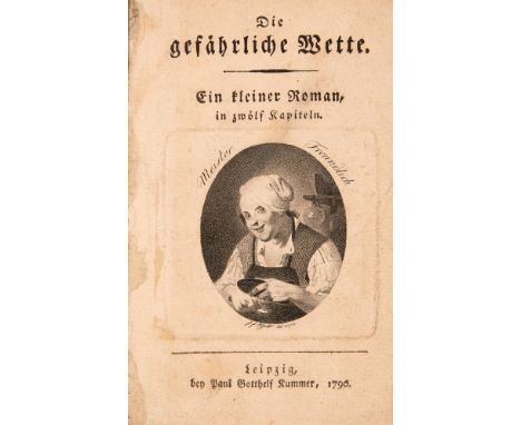 Kotzebue, August von. 7 Erstausgaben in 9 Bänden. 1790-1821. Vorwiegend unterschiedliche einfache Pp.-Einbände. (Meist berieb