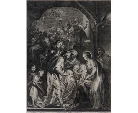 Nach PETER PAUL RUBENSDie Anbetung der Heiligen Drei Könige (mit den Fackeln) 1620Kupferstich auf Bütten von Lucas Vorsterman