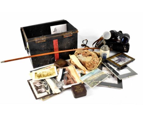 A mixed group of British and Continental military and other items to include an ARP tin box, sterilising outfit, one complete