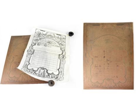 The original copper printing plate by Rockliff Bros Ltd of Liverpool to produce the City of Liverpool Diploma of the Nautical