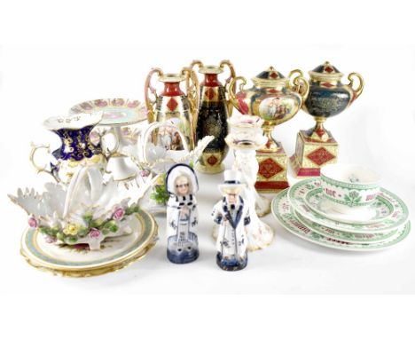 A quantity of ceramics to include modern Minton 'Pugin's Proverbs' Christmas place setting, a 19th century Royal Worcester pl