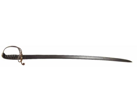 A mid-19th century 1821 pattern cavalry sword, possibly made for the Indian Army, single-edged pipe back blade with sprung fo