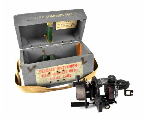 A painted pine cased Astro Compass Mk II, numbered 6A/1174 4-H and also stamped 'A.M.', height 21cm, width of case 27cm. COND
