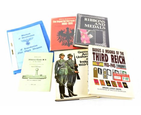 Five military reference books to include 'Ribbons and Medals' H Taprell Dorling, 'German Army Uniforms and Insignia 1933-1945