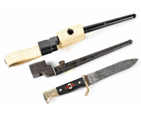 Two British no4 spike bayonets, also a Hitler Youth knife (3). CONDITION REPORT The Hitler Youth knife is lacking its scabbar