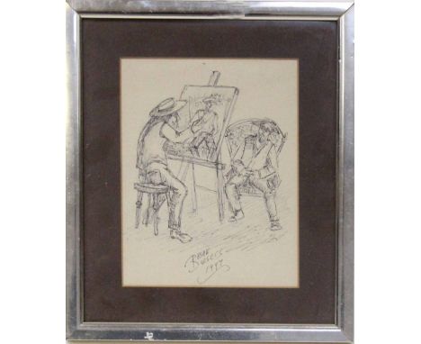 BRIAN BURGESS (British, 20th century); pen drawing, self portrait, signed and dated 1997, 22 x 17cm and two other pencil draw