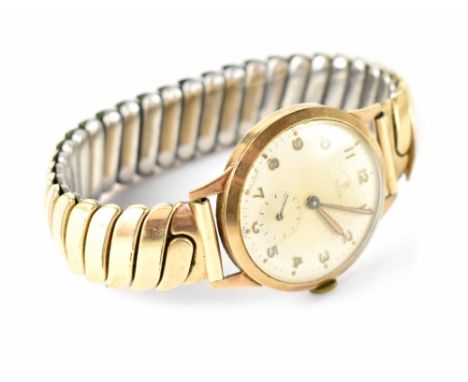 Tudor; a gentlemen's vintage 9ct gold wristwatch, the white dial set with raised numerals and small subsidiary seconds dial, 