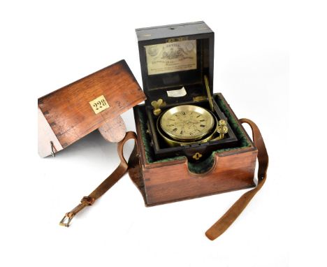 WIDENHAM &amp; ADAMS; a good mid-19th century rosewood and brass inlaid marine chronometer with outer mahogany case bearing i