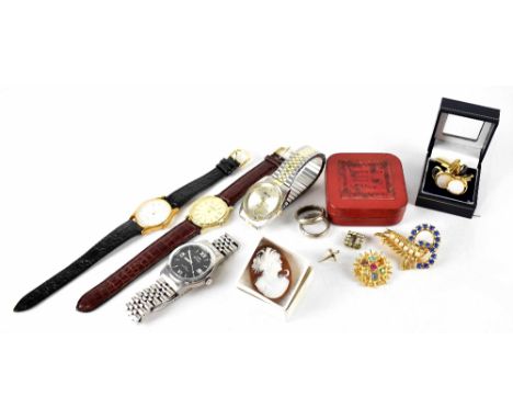 A small quantity of gentlemen's dress wristwatches to include Ravel and Slazenger examples, etc, a vintage typewriter ribbon 