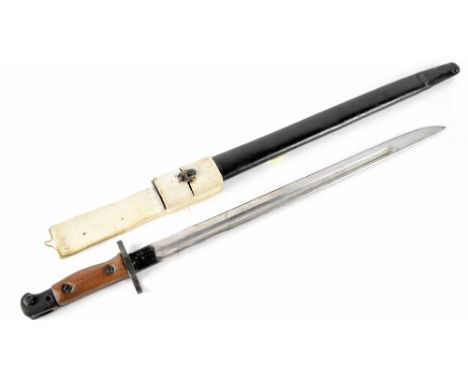A British 1907 pattern bayonet with scabbard.