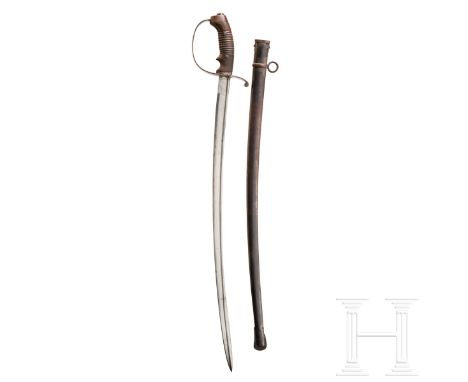 Säbel ähnlich dem KD 98  Vernickelte Klinge mit Herstellerpunze von Eickhorn, Solingen. Erleichtertes eisernes Bügelgefäß mit