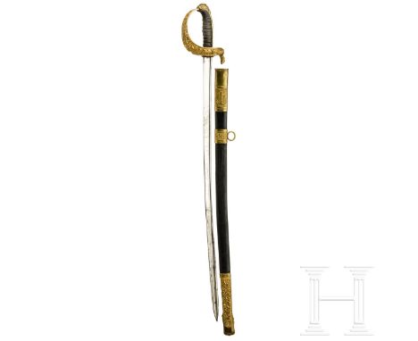 Säbel M 1850/71 für Offiziere der Marine  Vernickelte Steckrückenklinge (etwas narbig), beidseitig mit undeutlichen Spuren vo