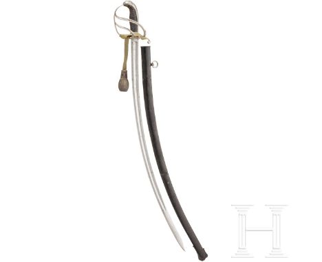 Säbel M 1826 für Mannschaften der Kavallerie  Kräftige, leicht geschwungene Rückenklinge mit zweischneidiger Pandurenspitze, 