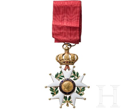 Orden der Ehrenlegion - Kommandeurkreuz, 2. Kaiserreich   Fein gefertigtes Ordenskreuz aus 8 Karat Gold mit goldenen, am Rand