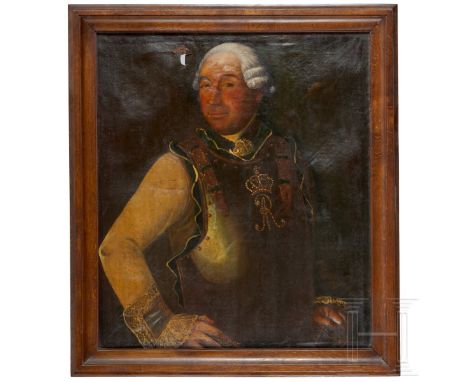 Portrait eines Kürassieroffiziers, Sachsen, 1. Hälfte 18. Jhdt.  Öl auf Leinwand, restauriert und doubliert, oben links besch