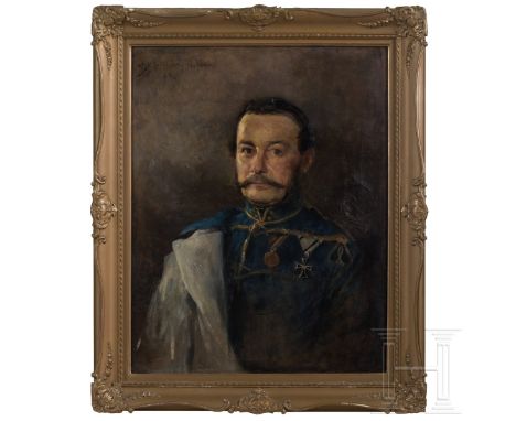 Georg Schuster-Woldan - Portrait des Ritters von Kolaczkowski-Habdank aus Karlsbad, München, datiert 1893  Öl auf Leinwand, l