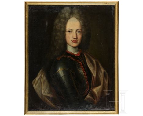 Fürstenportrait, mglw. König Georg V. von Portugal (1689 - 1750)  Öl auf Leinwand, auf Holz doubliert. Der jugendliche Herrsc