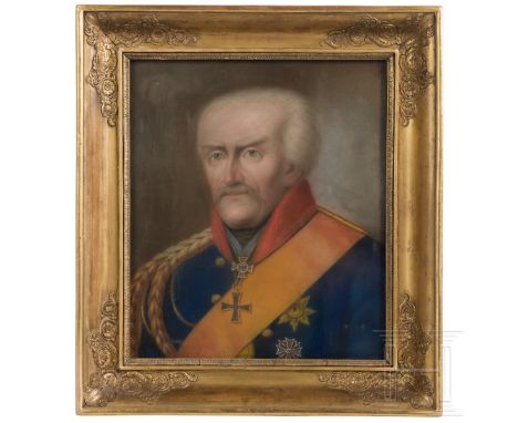 Generalfeldmarschall Gebhard Leberecht von Blücher - Pastellportrait, um 1813  Farbige Pastellkreide auf Papier, unsigniert. 