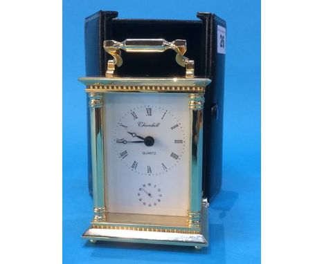 A Quartz carriage clock dial signed Churchill