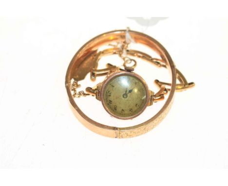 Ladies gold bracelet watch, bangle and bracelet (3)