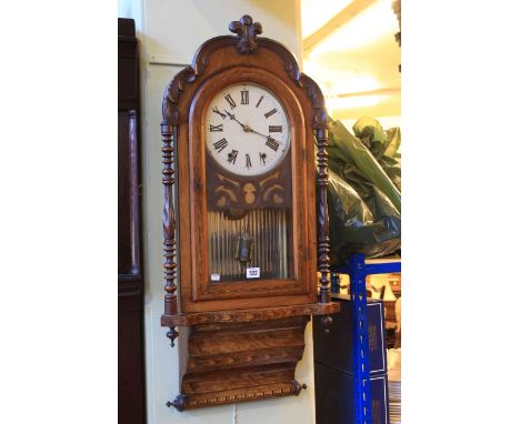 Victorian Tunbridge inlaid walnut wall clock