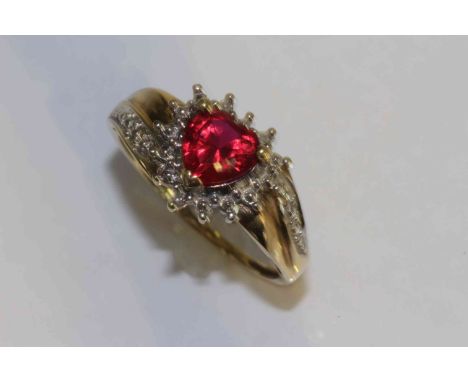 9 carat gold ruby and diamond ring